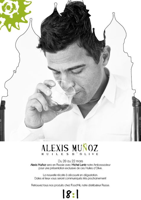 Alexis Muñoz dégustant de l'huile d'olvie Russie