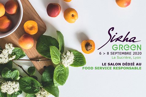 Affiche du SRIHA Green Lyon 2e edition avec une photo d'ambiance avec des abricots et des feuilles aromatiques.