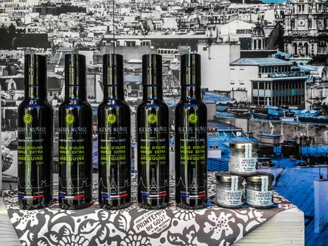 Bouteille d'huile d'olive 25cl Alexis Muñoz créé en collaboration pour Le Printemps du Goût 