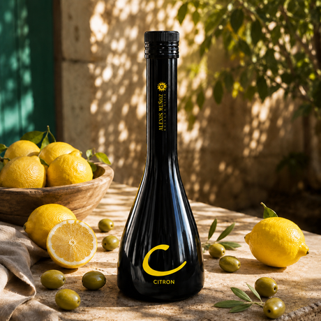 Bouteille Edition Limitée Création Citron, en verre opaque, produite par Alexis Muñoz.