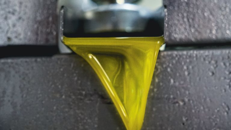 Olive oil pouring from the mill