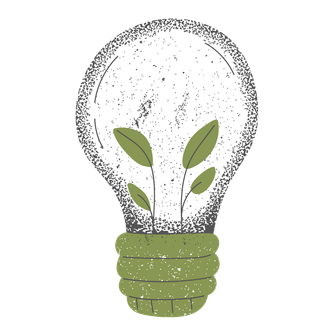 Pictogramme d'une ampoule avec de la verdure qui pousse à l'intérieur du verre, en illustration dessin