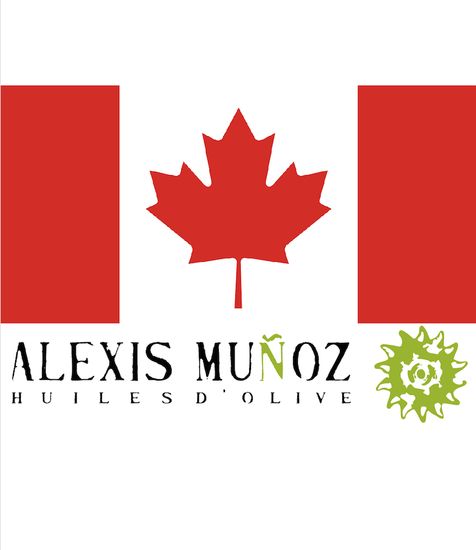 Drapeau du Canada et logo Alexis Muñoz Huiles d'olive