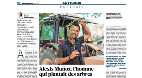La page du Figaro consacrée à Alexis Muñoz met en avant une mise en page élégante et très visuelle.