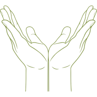 Pictogramme de deux mains réunies, en illustration dessin