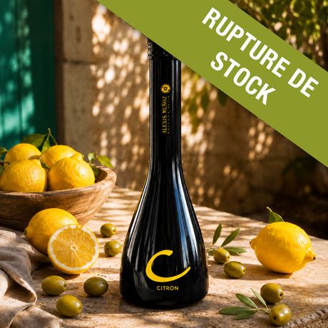 Bouteille Edition Limitée Création Citron, en verre opaque, produite par Alexis Muñoz. 